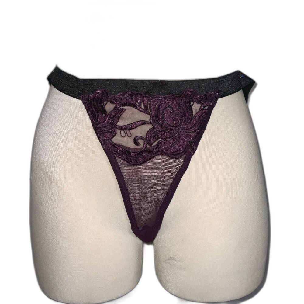 Dreamgirl Plus Size Thong G String Purple Black Lace 3X